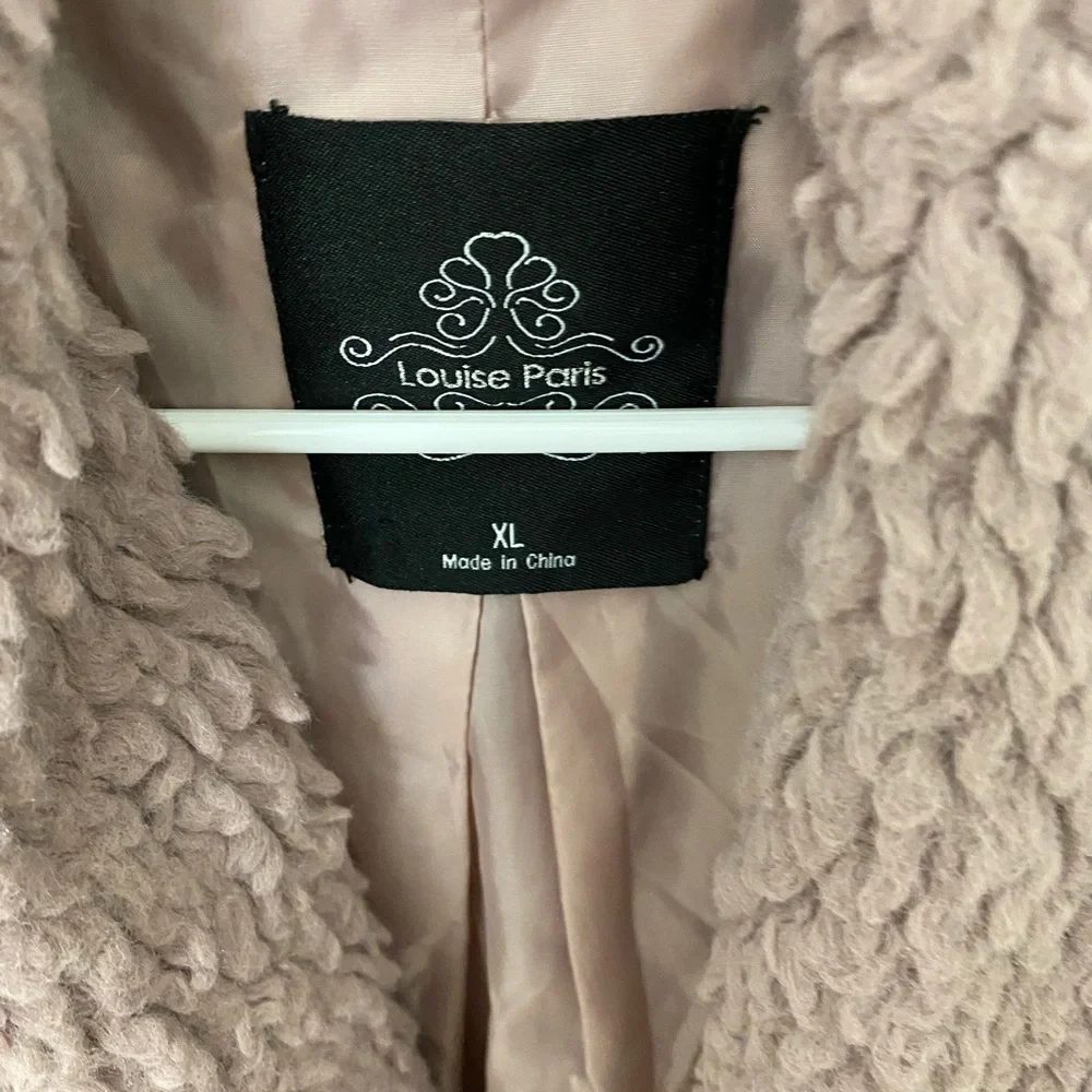 Louise Paris Lilac fuzzy Sherpa open drape front jacket XL - Picture 2 of 6